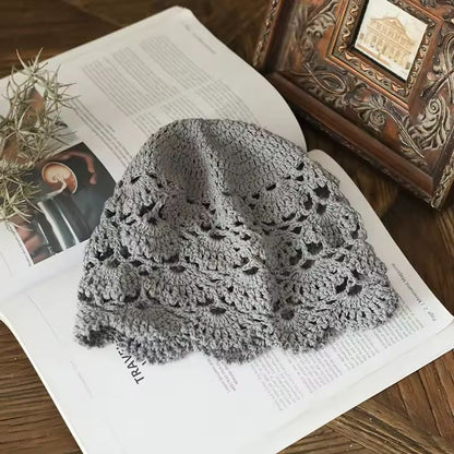Cotton Crochet Mesh Beret  Lightweight HollowOut Knit Cap For Stylish Comfort 8