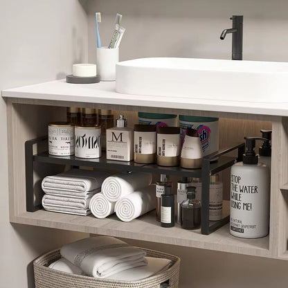 Adjustable Retractable Wardrobe Shelf and Cabinet Organizer Rack