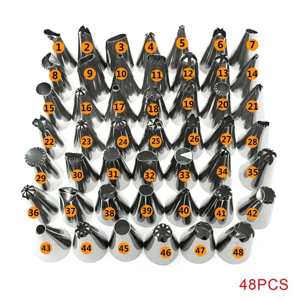 48 Piece Stainless Steel Cake Decorating Nozzles Set