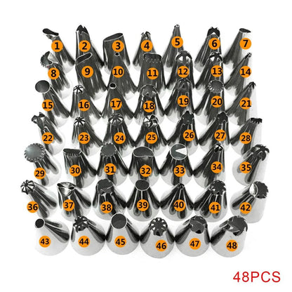 48 Piece Stainless Steel Cake Decorating Nozzles Set