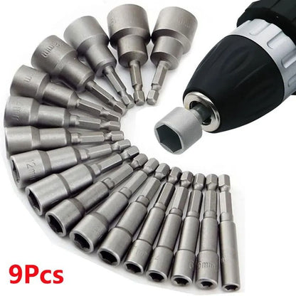 9 Piece Hex Socket Nut Driver Set
