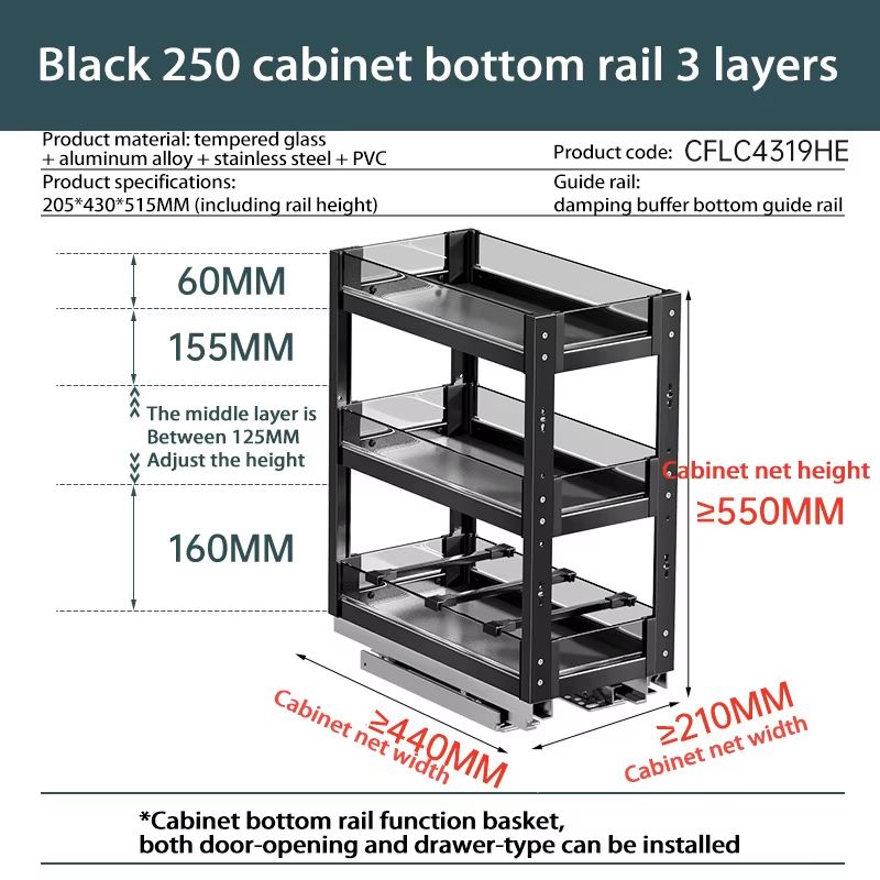 Aluminum Alloy Pull Out Spice Rack For Narrow Kitchen Cabinet 15