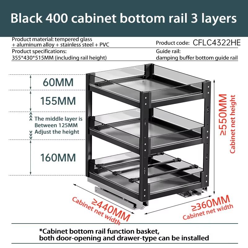 Aluminum Alloy Pull Out Spice Rack For Narrow Kitchen Cabinet 18