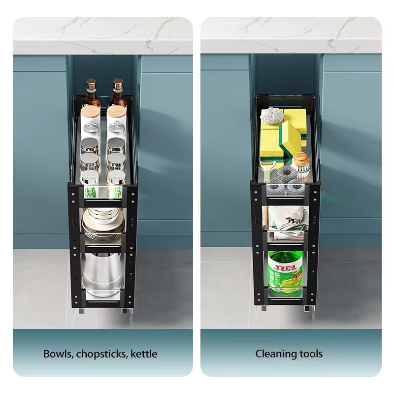 Aluminum Alloy Pull Out Spice Rack For Narrow Kitchen Cabinet 3