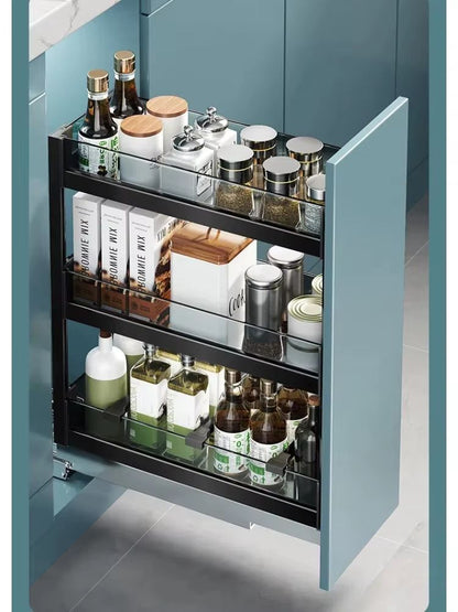 Aluminum Alloy Pull Out Spice Rack For Narrow Kitchen Cabinet 5