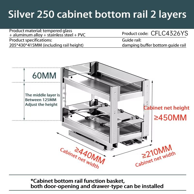 Aluminum Alloy Pull Out Spice Rack For Narrow Kitchen Cabinet 23