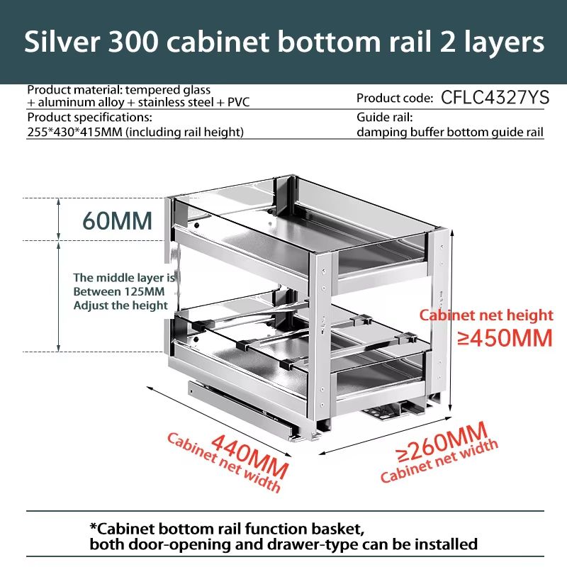 Aluminum Alloy Pull Out Spice Rack For Narrow Kitchen Cabinet 24