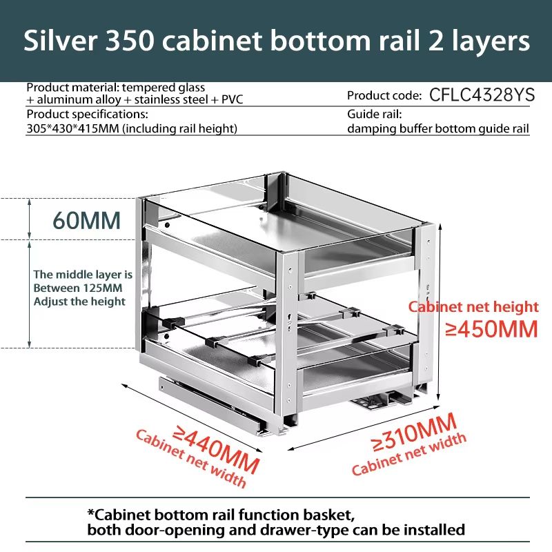 Aluminum Alloy Pull Out Spice Rack For Narrow Kitchen Cabinet 25