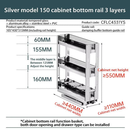 Aluminum Alloy Pull Out Spice Rack For Narrow Kitchen Cabinet 28