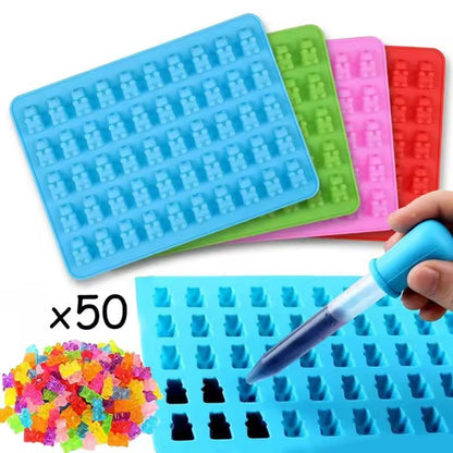 Silicone 50Cavity Gummy Bear Mold  Easy DIY Candy  Chocolate Kit 11