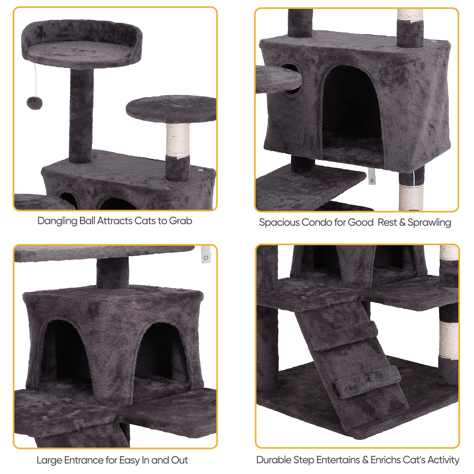 Sturdy Cat Tree Tower Activity Center Large Playing Condo House For Rest Multi Level Sisal Scratchi 3