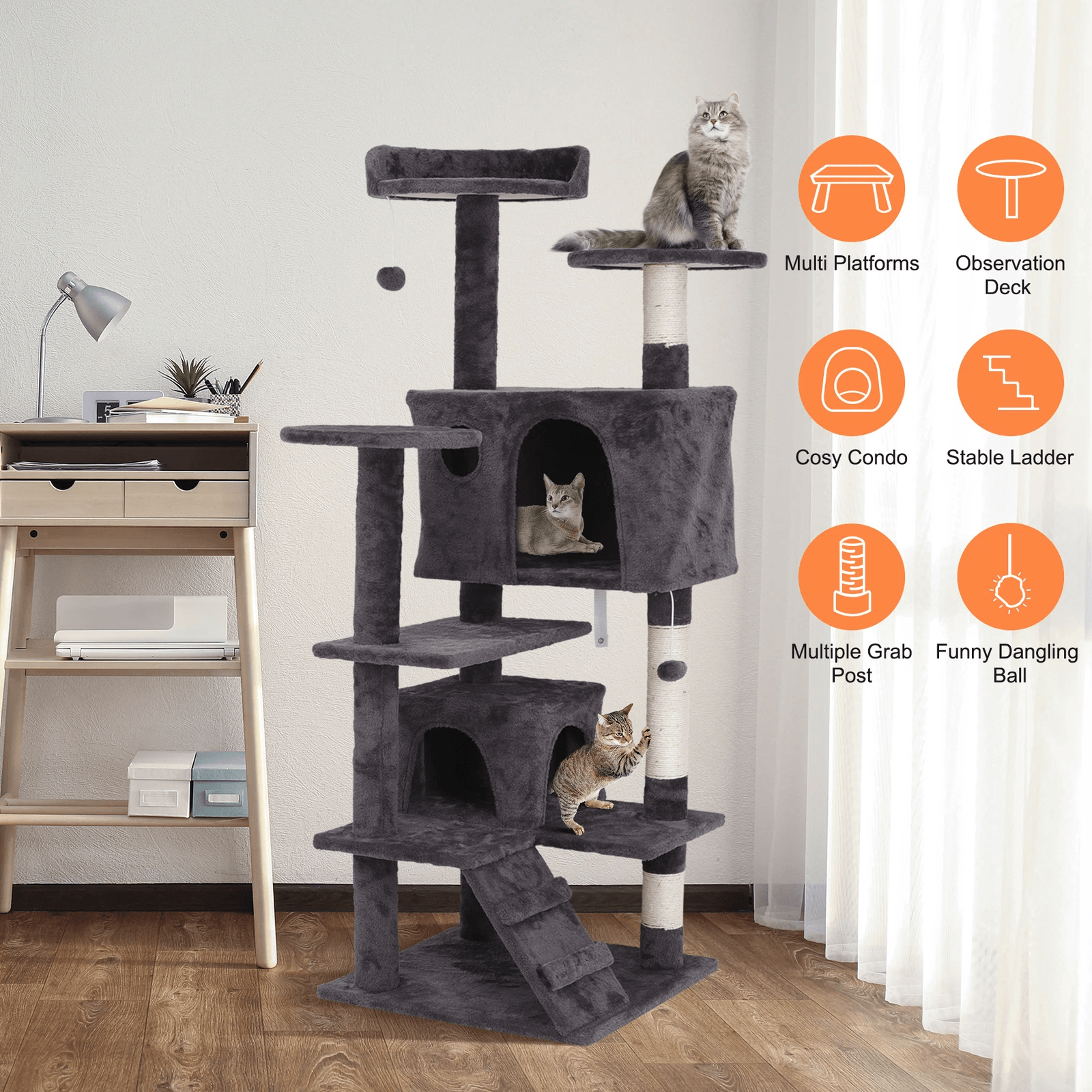 Sturdy Cat Tree Tower Activity Center Large Playing Condo House For Rest Multi Level Sisal Scratchi 1