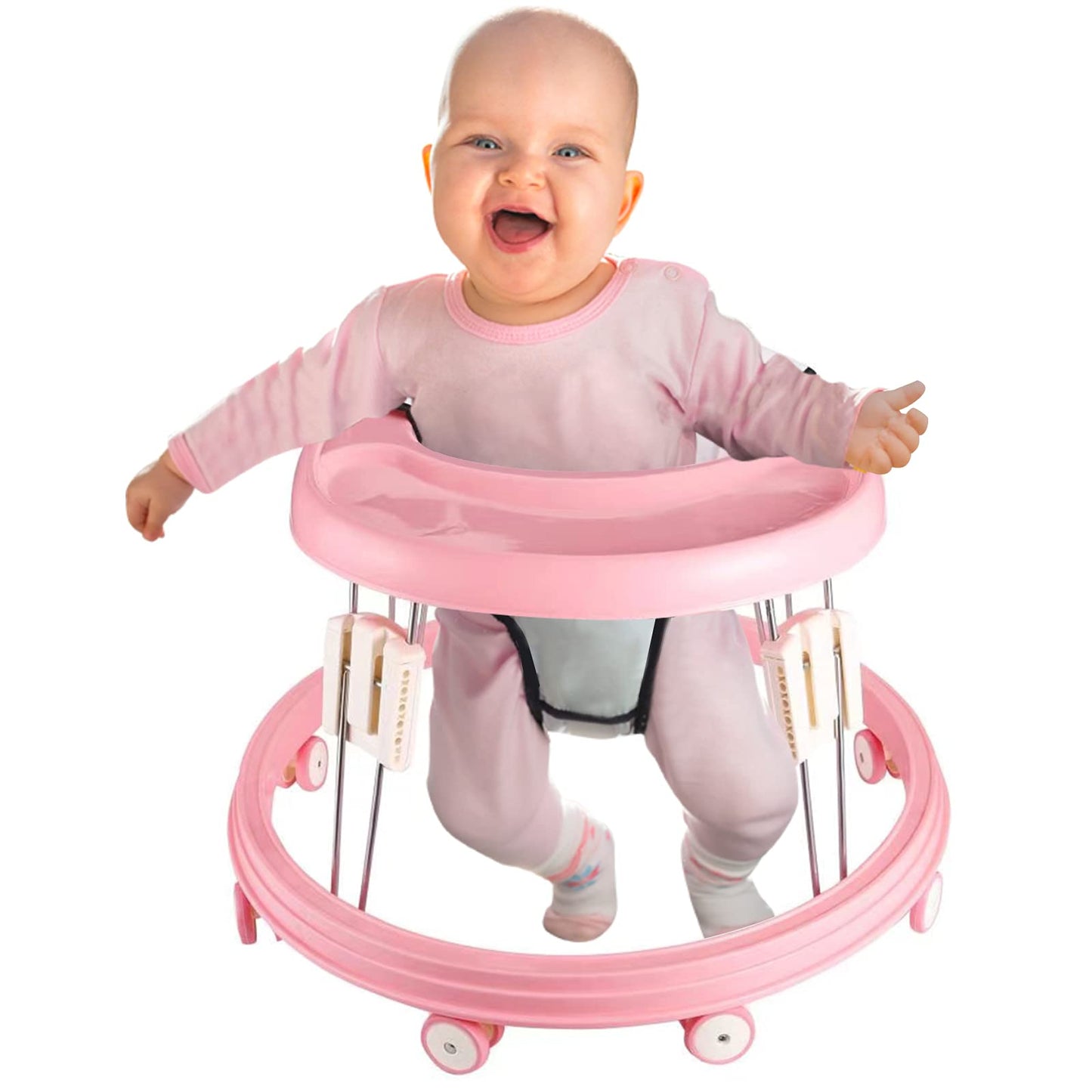 Height Adjustable Baby Walker Foldable MultiFunction AntiRollover Walker With Brake Design 0