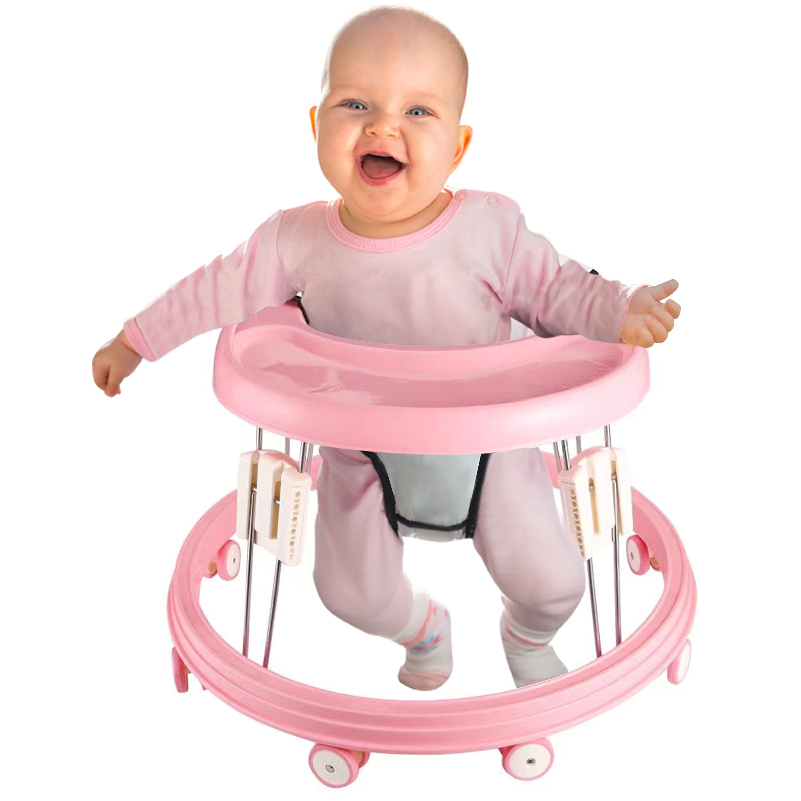 Height Adjustable Baby Walker Foldable MultiFunction AntiRollover Walker With Brake Design 0