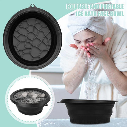 Portable Face Ice Bath Bowl, Skin Care Tool, Folding Ice Facial Washbasin for Home and Travel