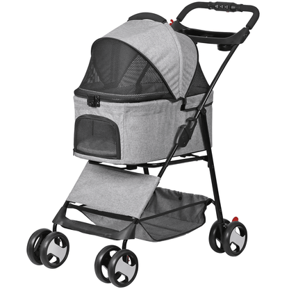 3in1 Foldable Pet Stroller Detachable Carrier Car Seat Cat Dog Strollers For Travel Lightweight Dur 9