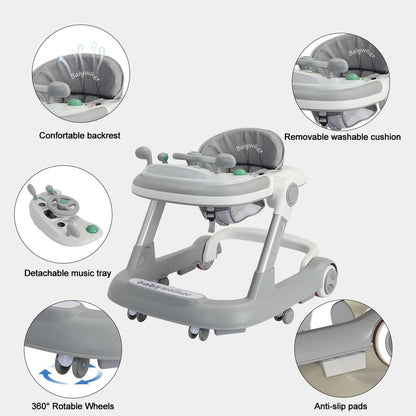 Toddler Baby Push Walker With Removable Music Tray Foldable Design And Feeding Tray 5