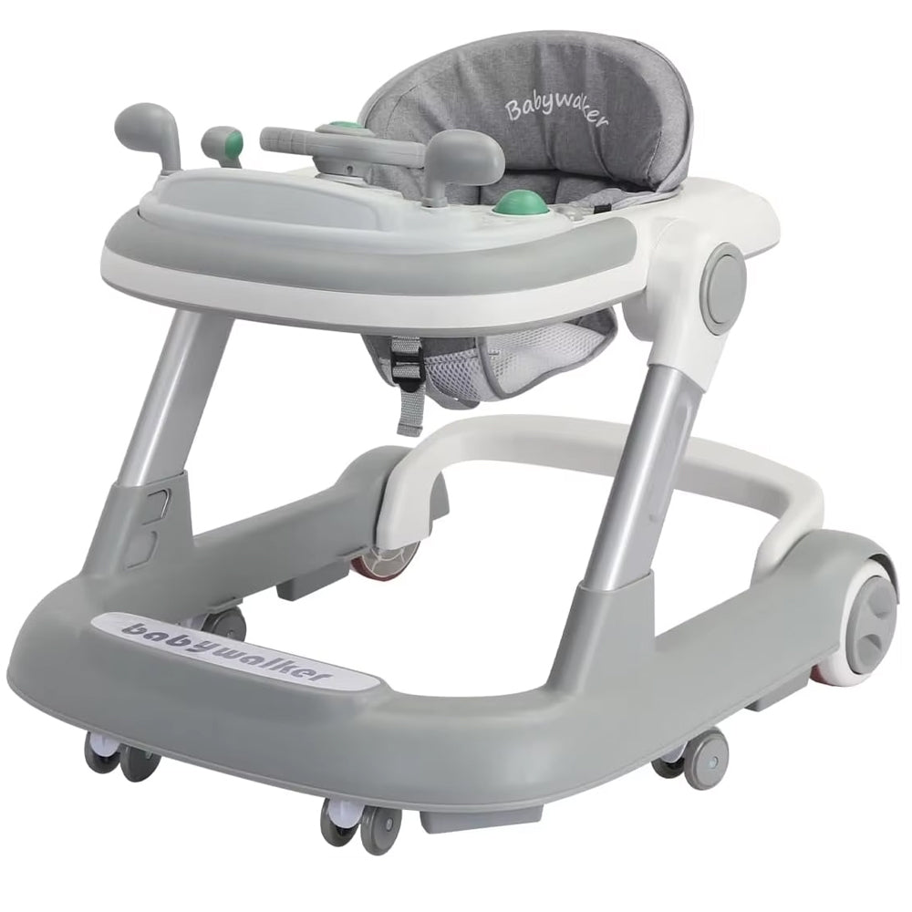 Toddler Baby Push Walker with Removable Music Tray, Foldable Design, and Feeding Tray
