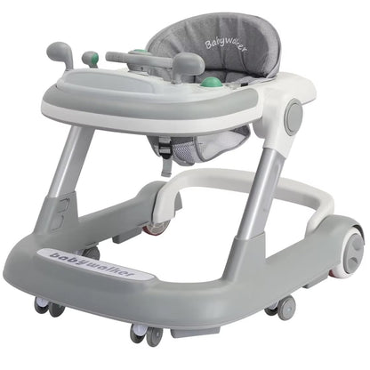 Toddler Baby Push Walker with Removable Music Tray, Foldable Design, and Feeding Tray