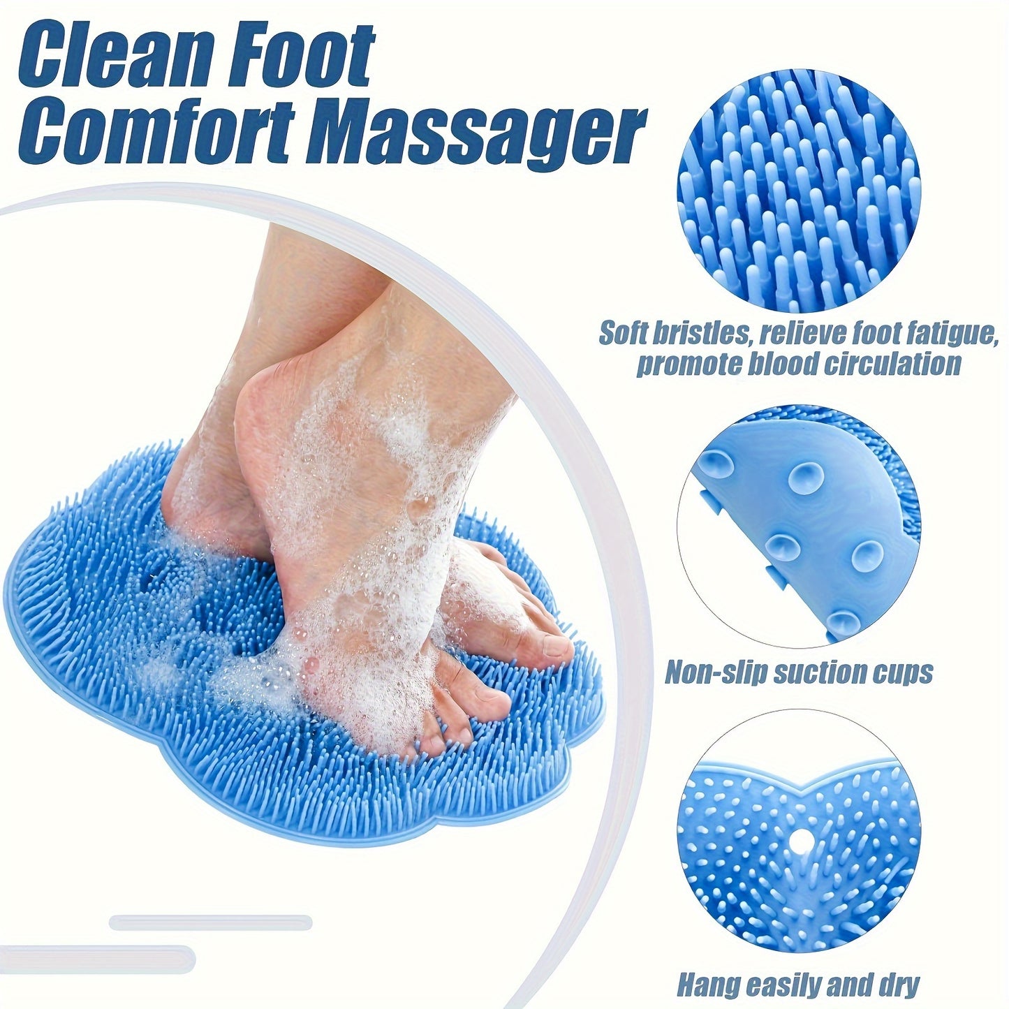Silicone NonSlip Massage Bath Brush For Exfoliation Shower Cleaning Pad With Suction Cup For Exfoli 3