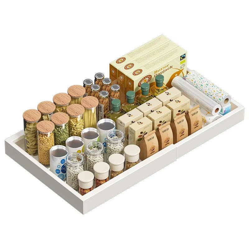 Retractable Kitchen Drawer Storage Rack With Slide Rails 2