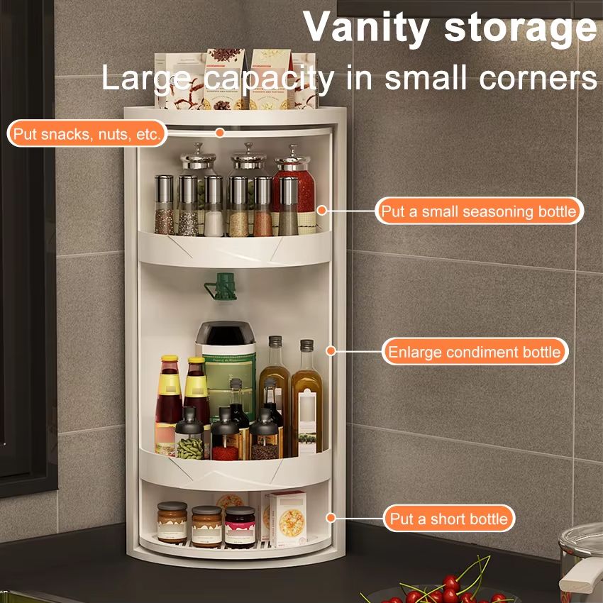 Rotating Corner Spice Rack And Condiment Organizer Shelf 1