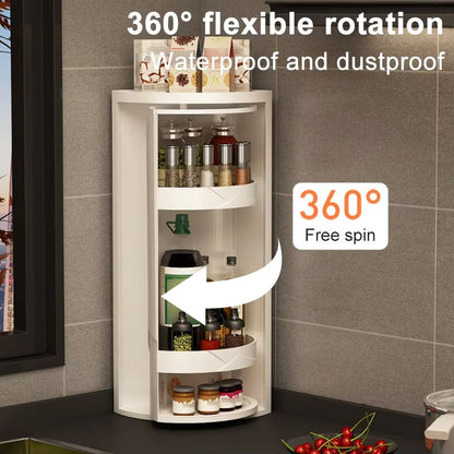 Rotating Corner Spice Rack And Condiment Organizer Shelf 2