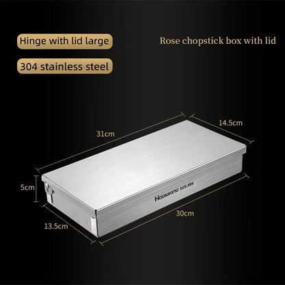 Stainless Steel Travel Cutlery Storage Box With Lid 6