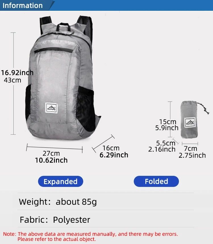 18L Ultralight Folding Mountaineering Backpack 12