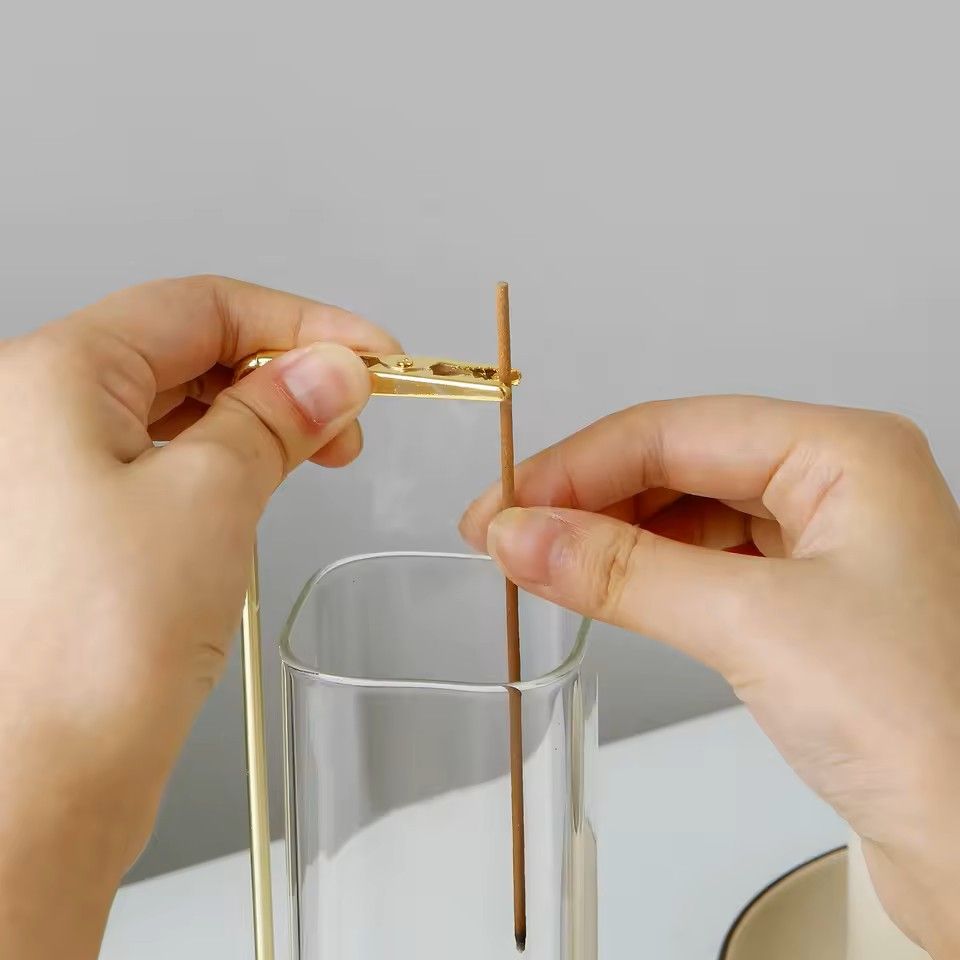 Wooden Incense Holder With Glass Ash Catcher 1
