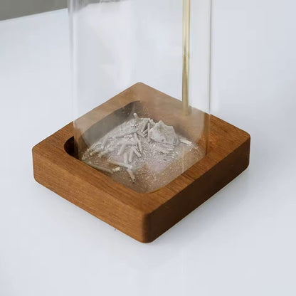 Wooden Incense Holder With Glass Ash Catcher 2