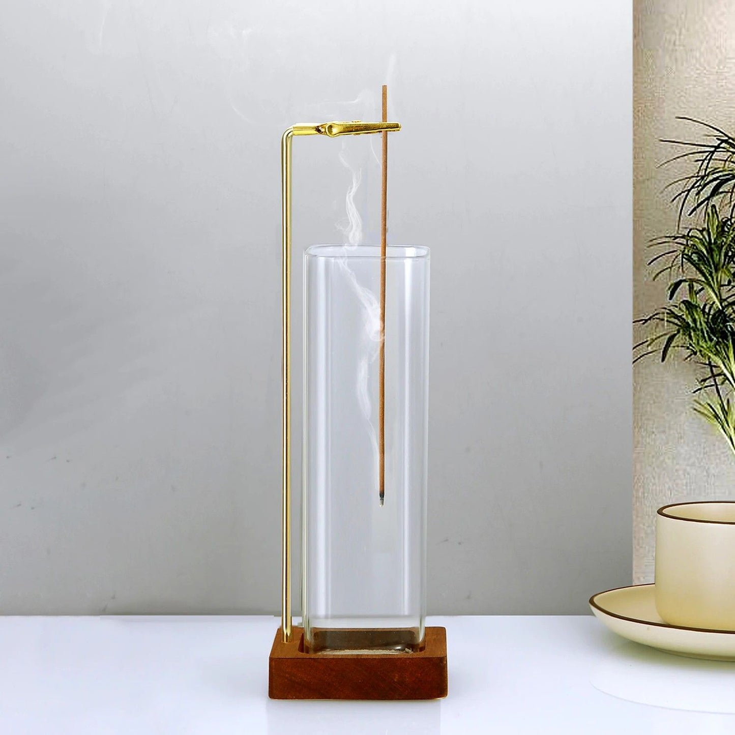 Wooden Incense Holder With Glass Ash Catcher 3