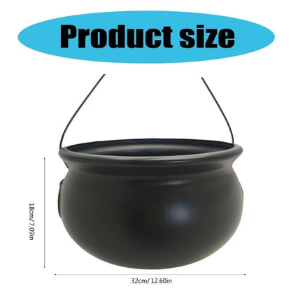 Large Black Cauldron Kettle Candy Bowl For Halloween 5