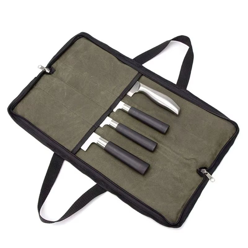 Heavy Duty Waxed Canvas Chef Knife Roll Bag