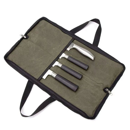 Heavy Duty Waxed Canvas Chef Knife Roll Bag