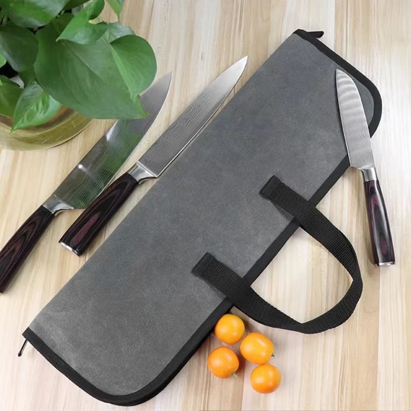 Heavy Duty Waxed Canvas Chef Knife Roll Bag 3
