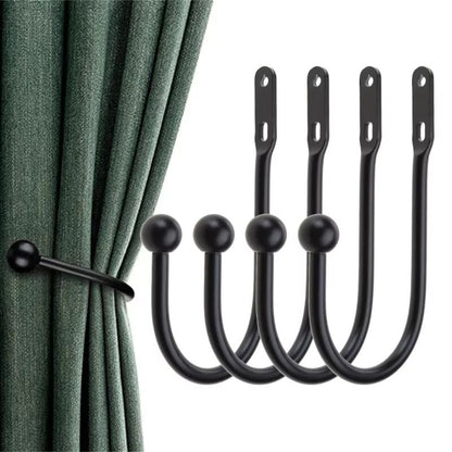 Wall-Mounted Curtain Holdbacks Hook Set for Drapes & Sheers
