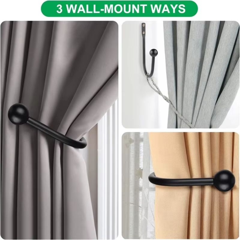 WallMounted Curtain Holdbacks Hook Set For Drapes  Sheers 4