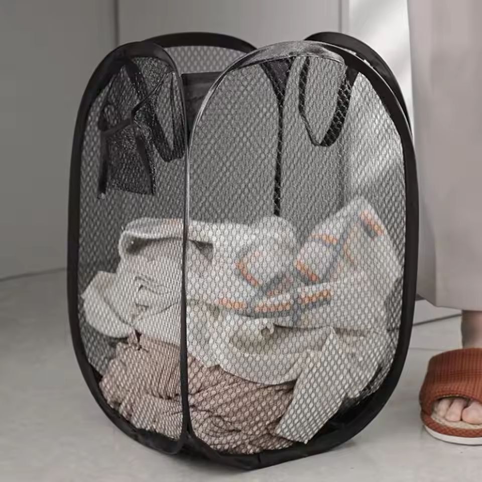 LargeCapacity Foldable Mesh Laundry Basket  Dirty Clothes Organizer 1