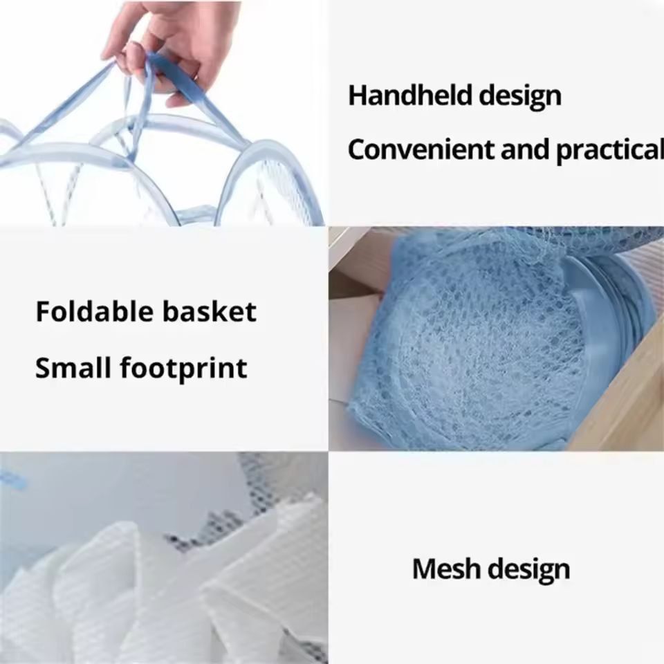 LargeCapacity Foldable Mesh Laundry Basket  Dirty Clothes Organizer 3