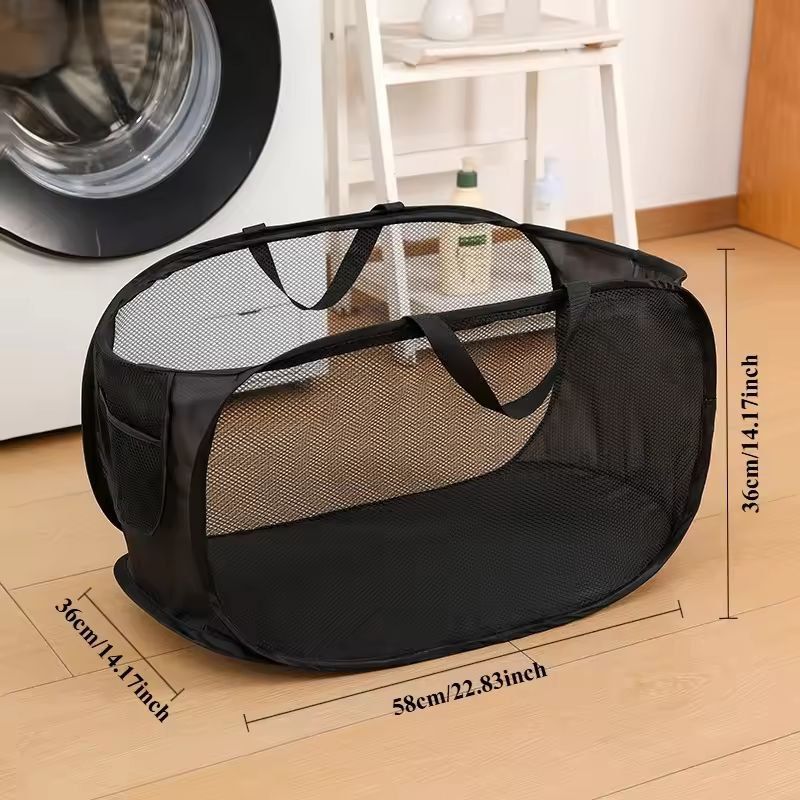 LargeCapacity Foldable Mesh Laundry Basket  Dirty Clothes Organizer 5