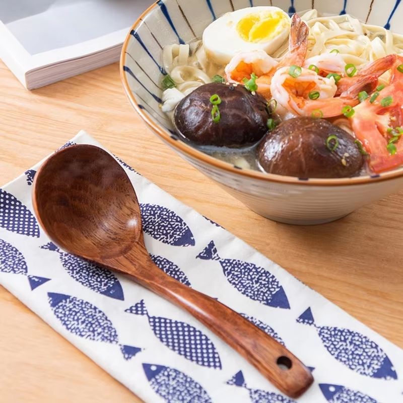 LongHandle Wooden Soup Spoon Ladle For Cooking  Serving 3