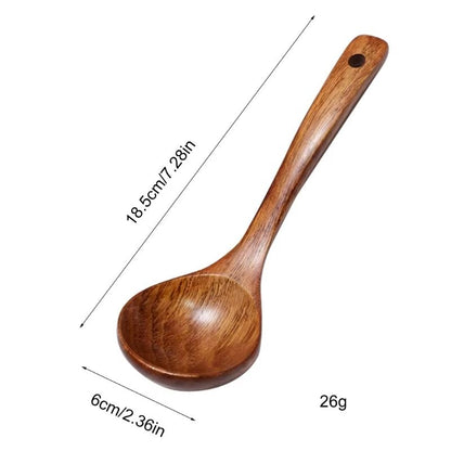LongHandle Wooden Soup Spoon Ladle For Cooking  Serving 5