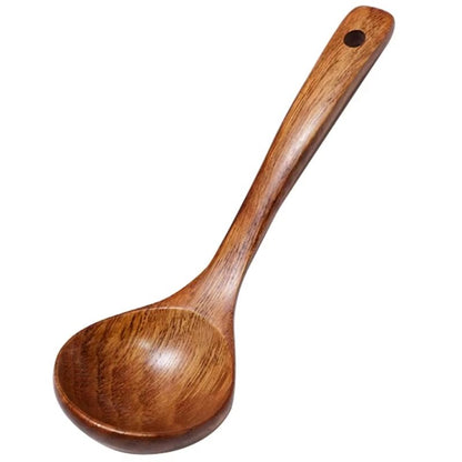 LongHandle Wooden Soup Spoon Ladle For Cooking  Serving 6
