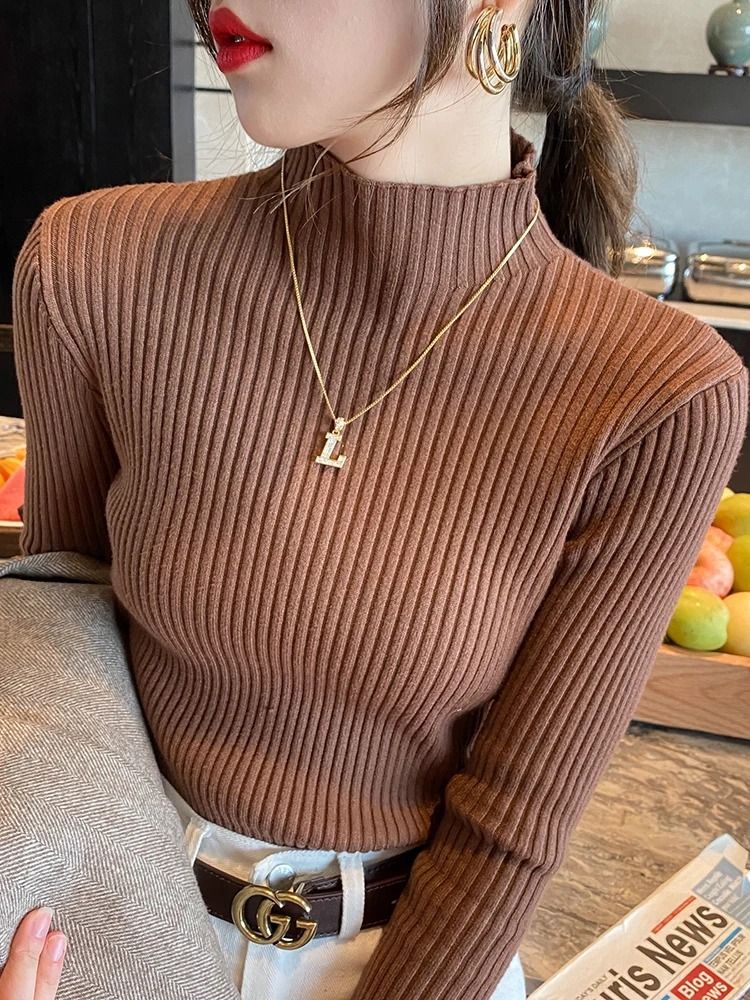 Womens Elegant Basic Turtleneck Knit Sweater 1