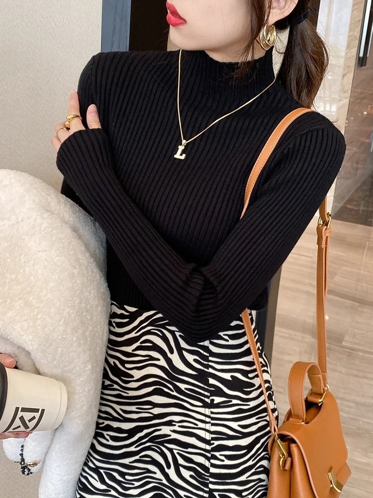 Womens Elegant Basic Turtleneck Knit Sweater 2