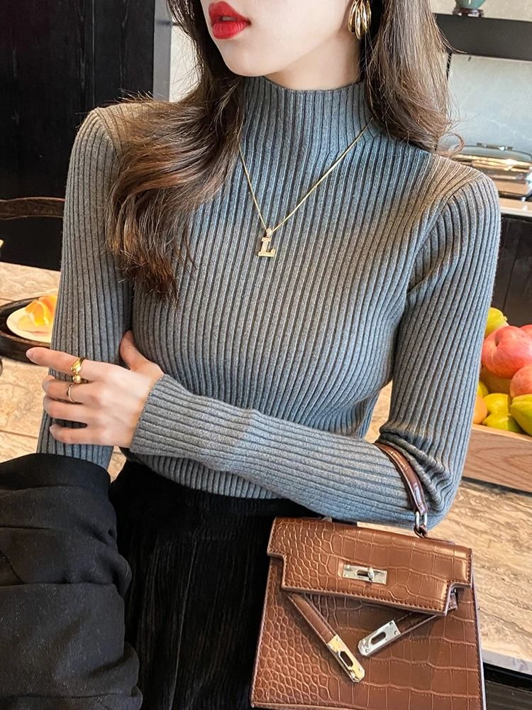 Womens Elegant Basic Turtleneck Knit Sweater 12