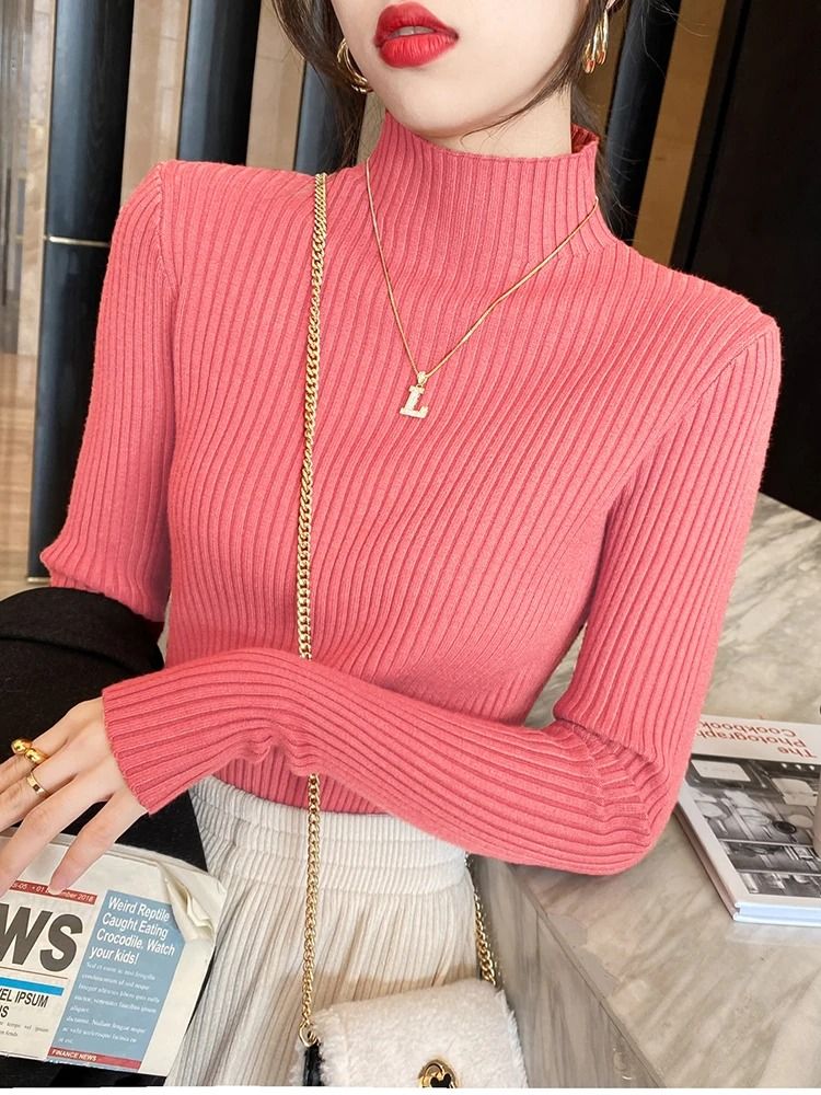 Womens Elegant Basic Turtleneck Knit Sweater 14