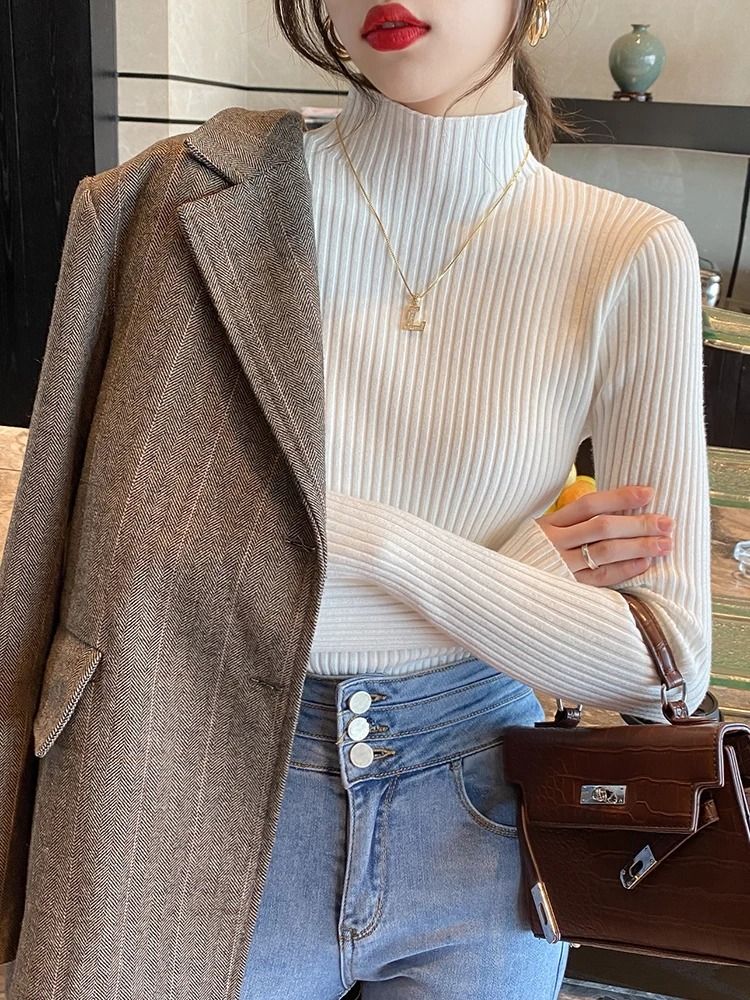 Womens Elegant Basic Turtleneck Knit Sweater 15