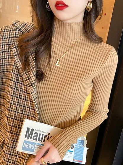 Womens Elegant Basic Turtleneck Knit Sweater 5